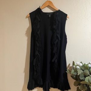 Cable & Gauge Black Long Fringed Sweater Vest